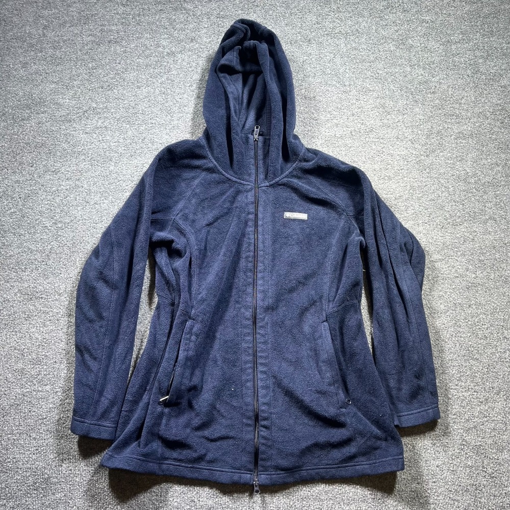 Columbia Mens XL Blue Fleece Hooded Running Performance Full-Zip Jacket
